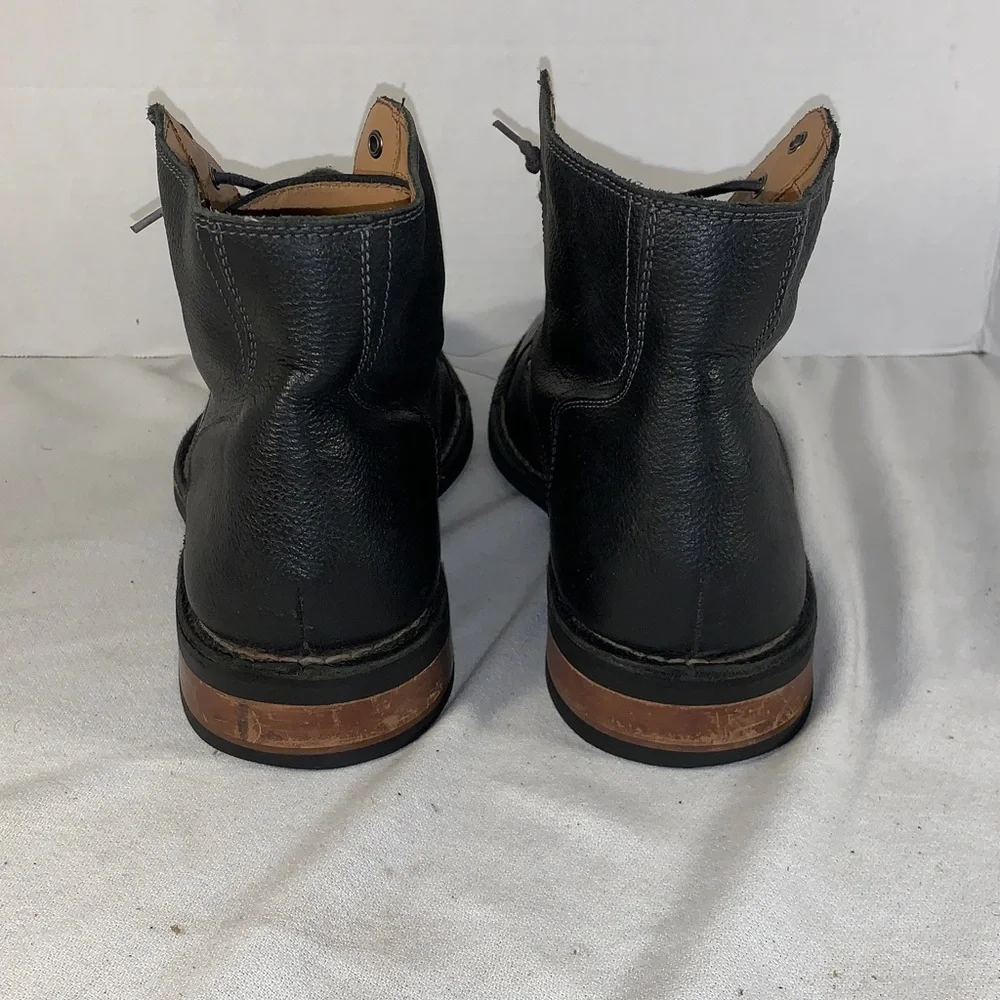 Cole Haan Mens Black Leather Lace-Up Ankle Boots